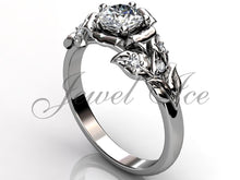 Load image into Gallery viewer, Leaves &amp; Flower Engagement Ring - Platinum Diamond Unusual Unique Leaf and Vine Engagement Ring, Leaf and Flower Wedding Ring