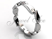 Load image into Gallery viewer, Floral Wedding Band - 14k White Gold Unusual Unique Leaf and Vine Floral Wedding Band