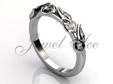 Load image into Gallery viewer, Floral Wedding Band - Platinum Diamond Unusual Unique Leaf and Vine Floral Wedding Band