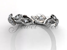 Load image into Gallery viewer, Floral Wedding Band - Platinum Diamond Unusual Unique Leaf and Vine Floral Wedding Band