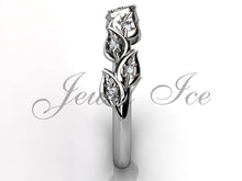 Load image into Gallery viewer, Floral Wedding Band - Platinum Diamond Unusual Unique Leaf and Vine Floral Wedding Band