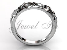 Load image into Gallery viewer, Floral Wedding Band - Platinum Diamond Unusual Unique Leaf and Vine Floral Wedding Band