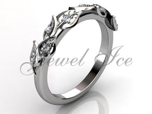 Load image into Gallery viewer, Floral Wedding Band - Platinum Diamond Unusual Unique Leaf and Vine Floral Wedding Band