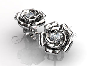 Unique Floral Stud Diamond Earrings