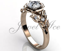 Load image into Gallery viewer, Leaves &amp; Flower Engagement Ring - Rose Gold Diamond Unusual Unique Leaf and Flower Engagement Ring, Leaf and Flower Wedding Ring
