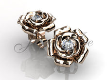 Load image into Gallery viewer, Unique Floral Stud Diamond Earrings