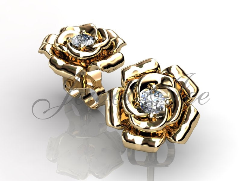 Unique Floral Stud Diamond Earrings